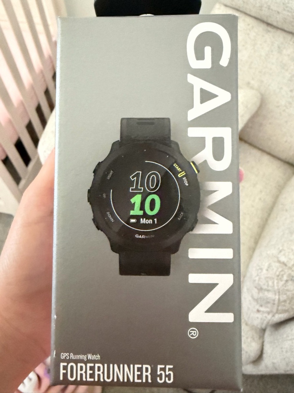 garmin Forerunner 55 GPS Running Watch - Black with Green Accents